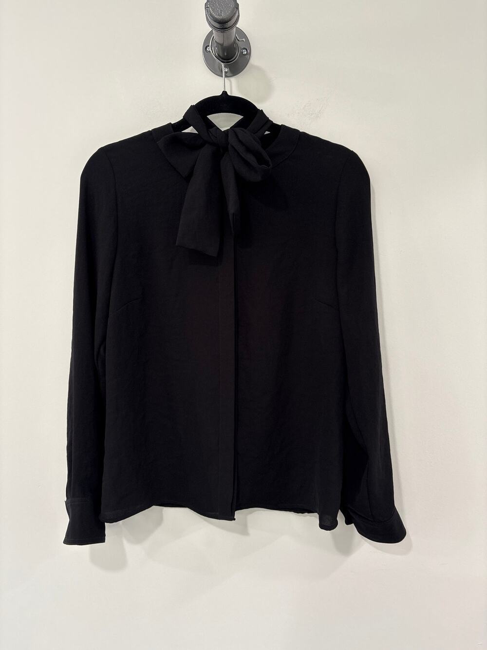 Cotelac Long Sleeve Tie Neck Black Blouse Size 3(L)